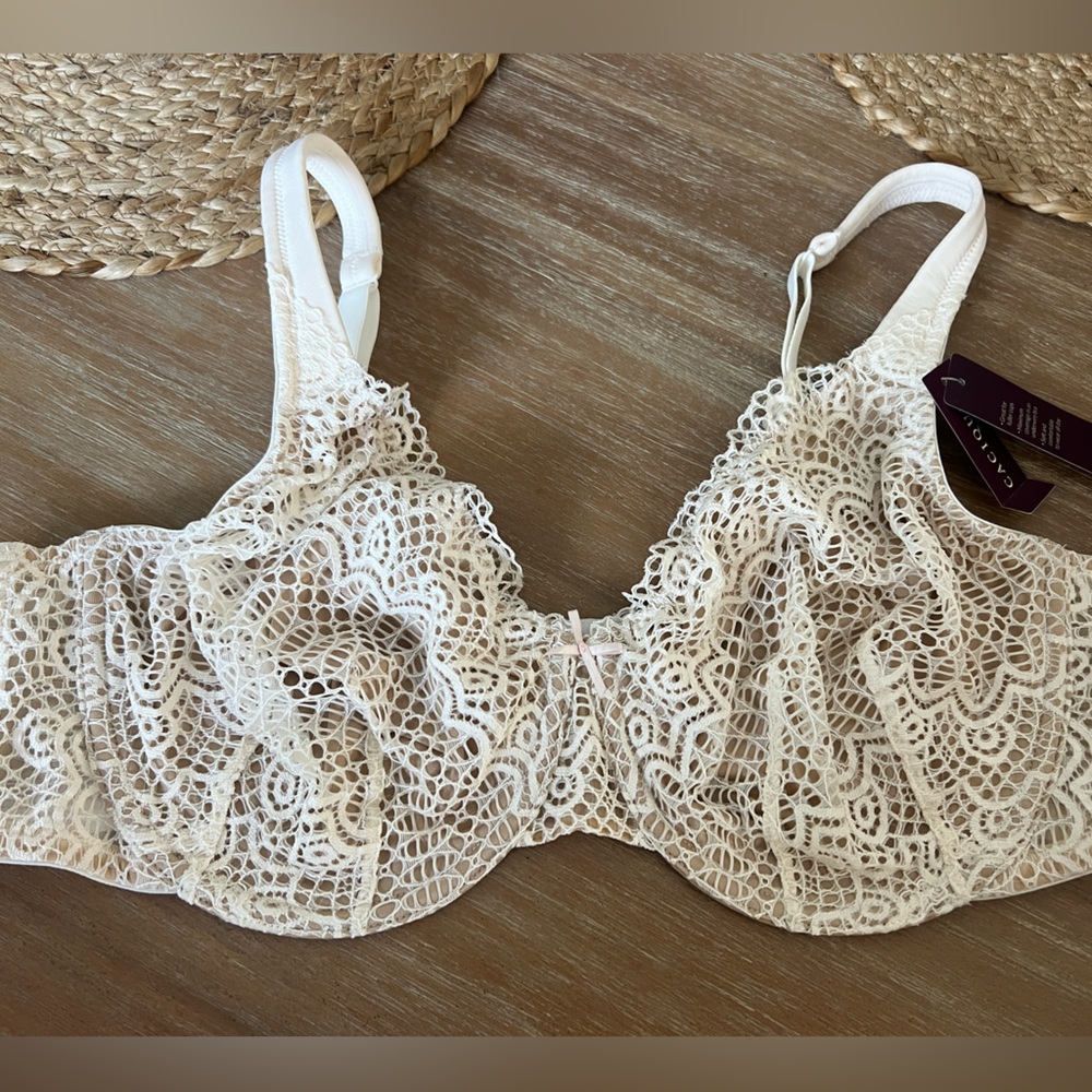 Cacique Lane Bryant Full Coverage White Lace Bra - 44C
